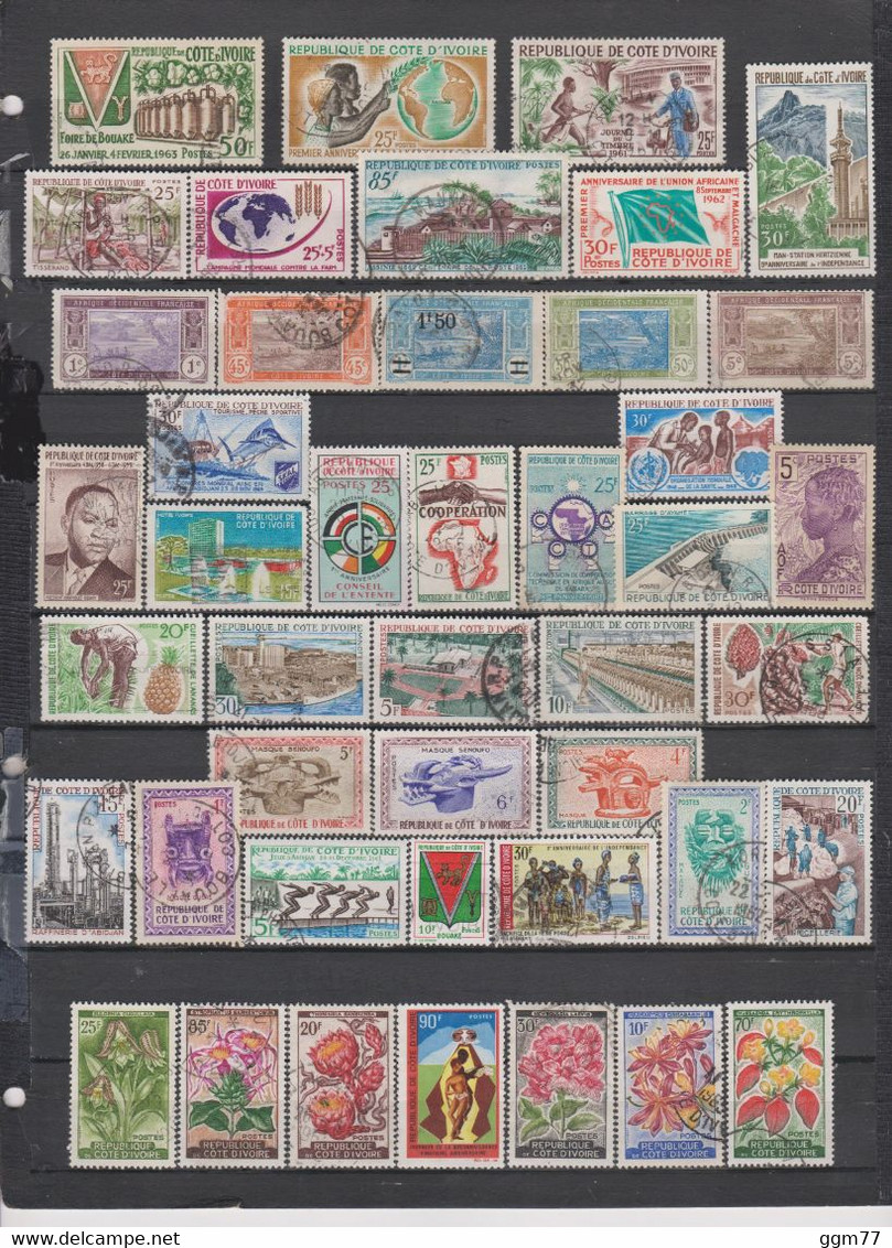 83 TIMBRES CÔTE D'YVOIRE OBLITERES & NEUFS* & SANS GOMME DE 1913 à 1979    Cote : 57,70 € - Côte D'Ivoire (1960-...)