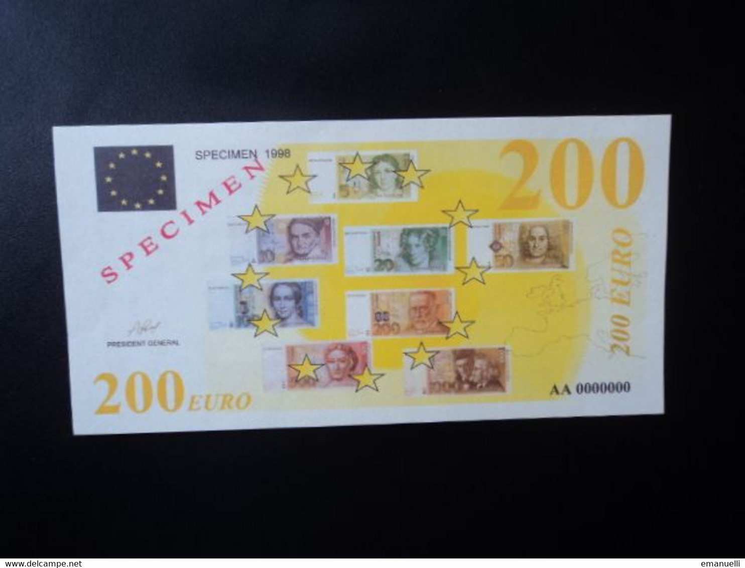 200 EURO SPECIMEN 1998   état SPL * - Privatentwürfe