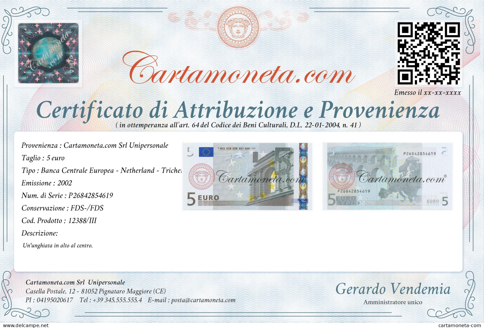 5 EURO NETHERLAND FIRST SERIES TRICHET E010 2002 FDS-/FDS - Autres & Non Classés