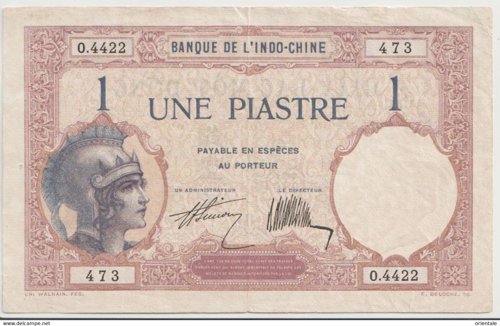 FRENCH INDOCHINA  P. 48b 1 Ps 1931 VF - Indochina