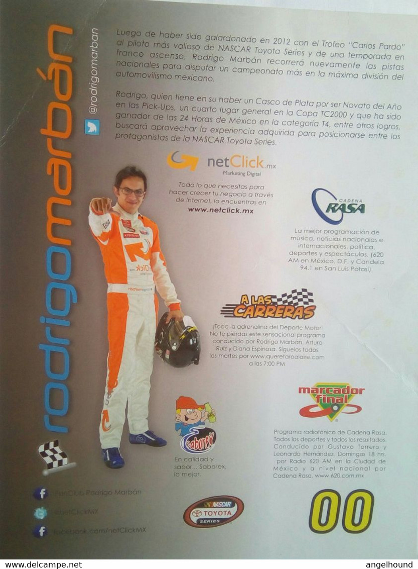 Rodrigo Marban ( Mexican  Race Car Driver) - Uniformes Recordatorios & Misc