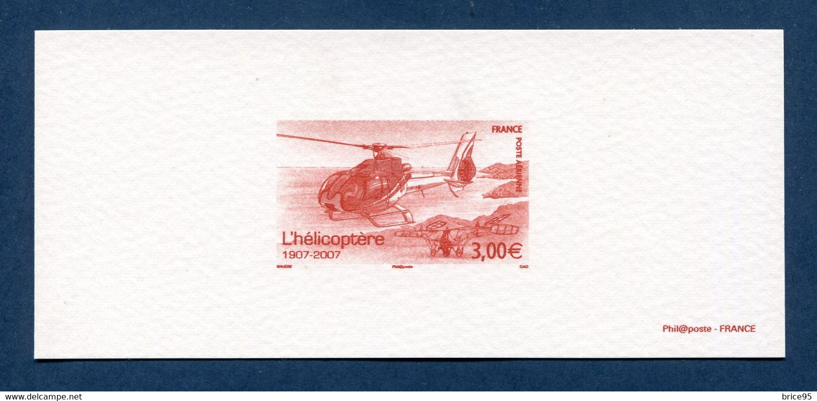 ⭐ France - Epreuve De Luxe - Poste Aérienne - YT PA N° 70 - L'Hélicoptère - 2007 ⭐ - Luxusentwürfe