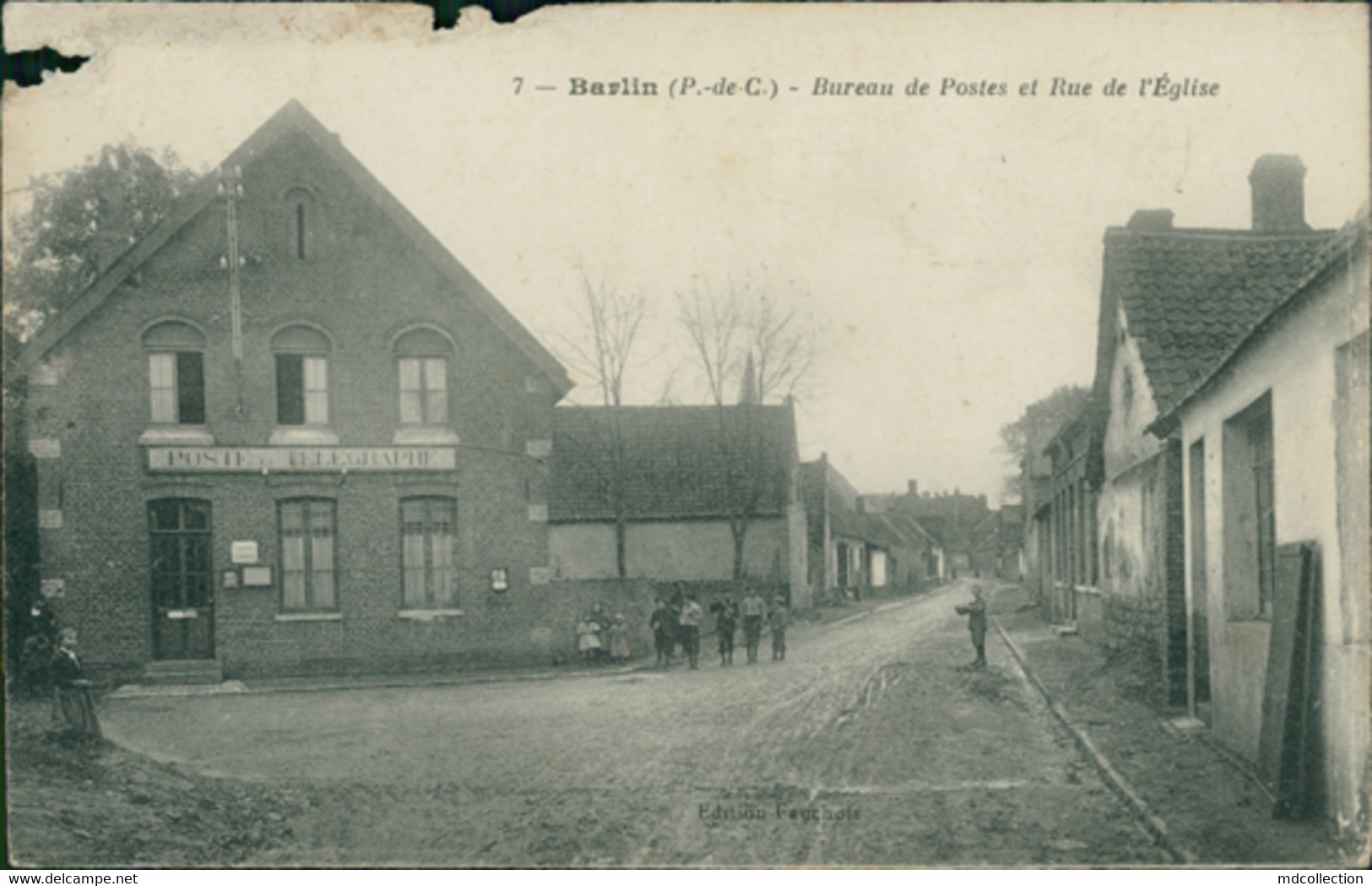 62 BARLIN / Bureau De Poste Et Rue De L'Eglise / - Barlin