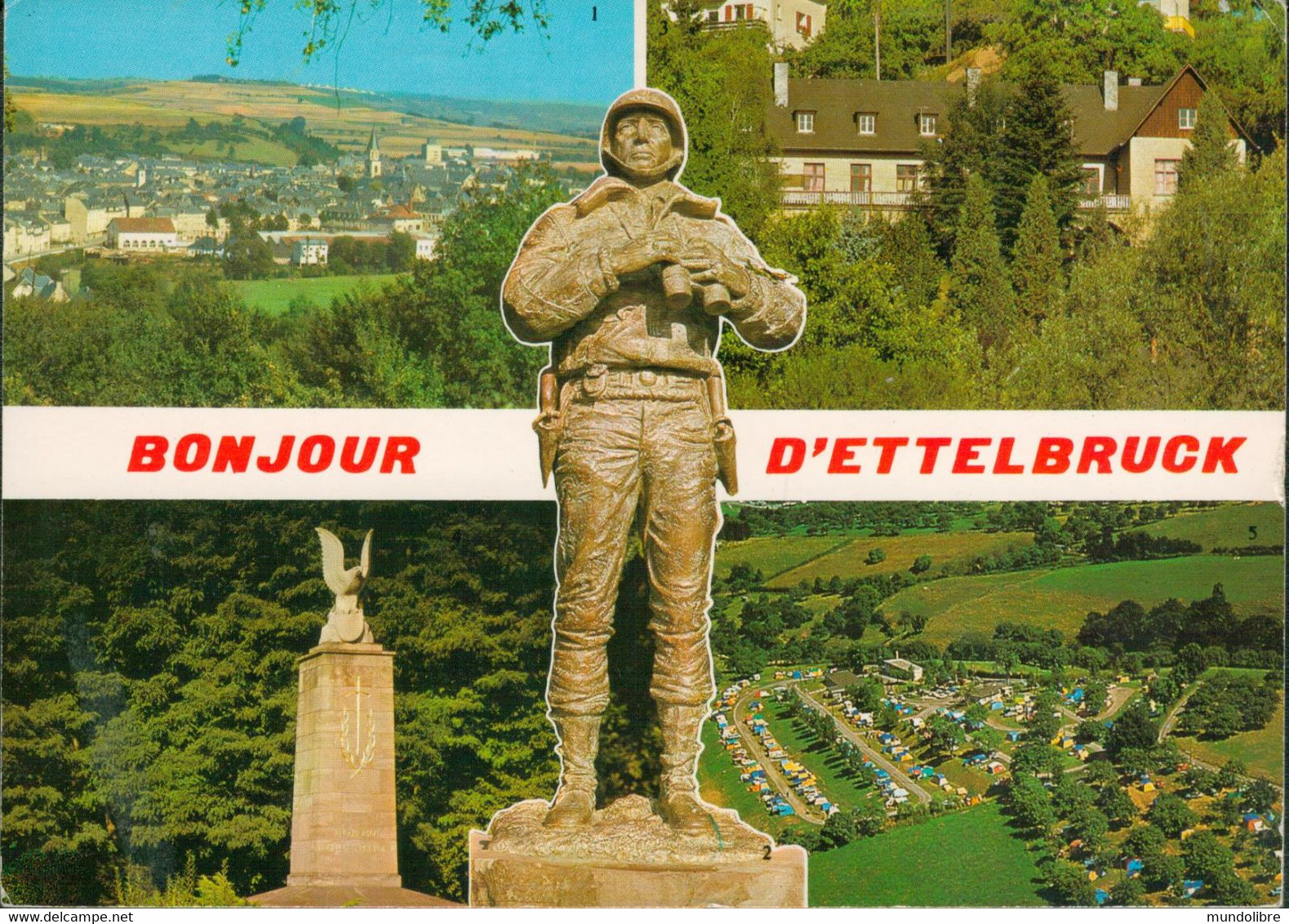 Bonjour D'ETTELBRUCK / Luxemburg - Mehrfachkarte Mit Statur U.S. General Patton - Ettelbrück