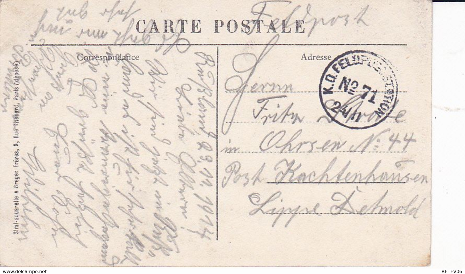 ( 60 ) - CUTS Route De Noyon Vers Soissons Couleur 29.11.1914 ! Carte Allemande - Altri & Non Classificati