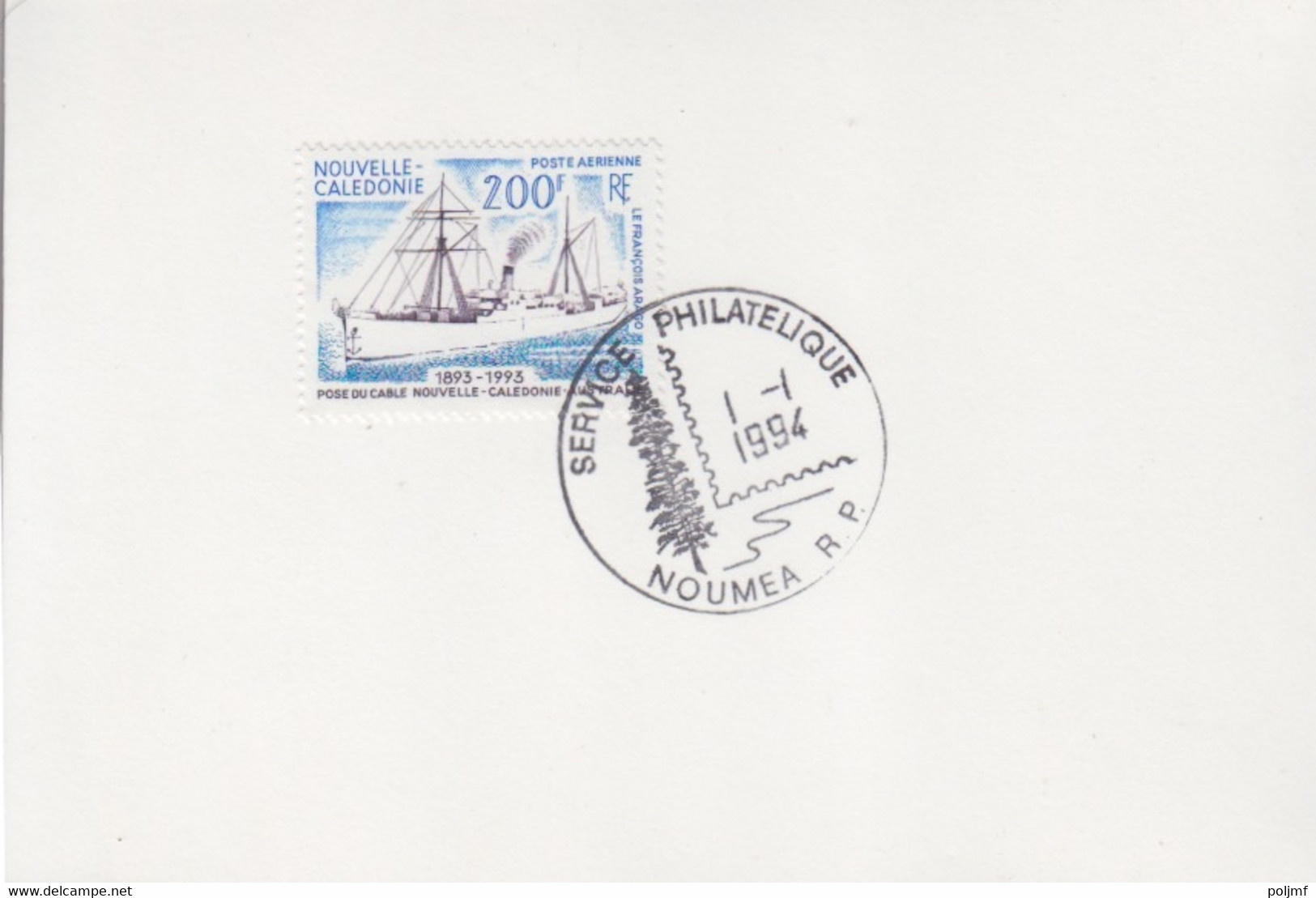 Nlle Calédonie, CP Max Obl. Nouméa Le 01-01-94 Sur PA 306 (l'Arago, Poseur De Cable) - Tarjetas – Máxima