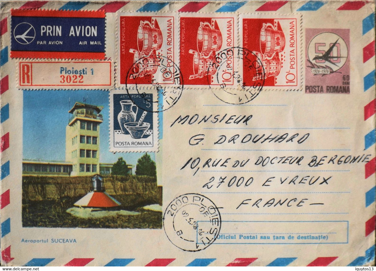 Roumanie > Aéroport SUCEAVA - Lettre Par Avion Illustrée - 50e Anniv. Ligne Aérienne Nle Bucuresti - Galati - BE - Postmark Collection