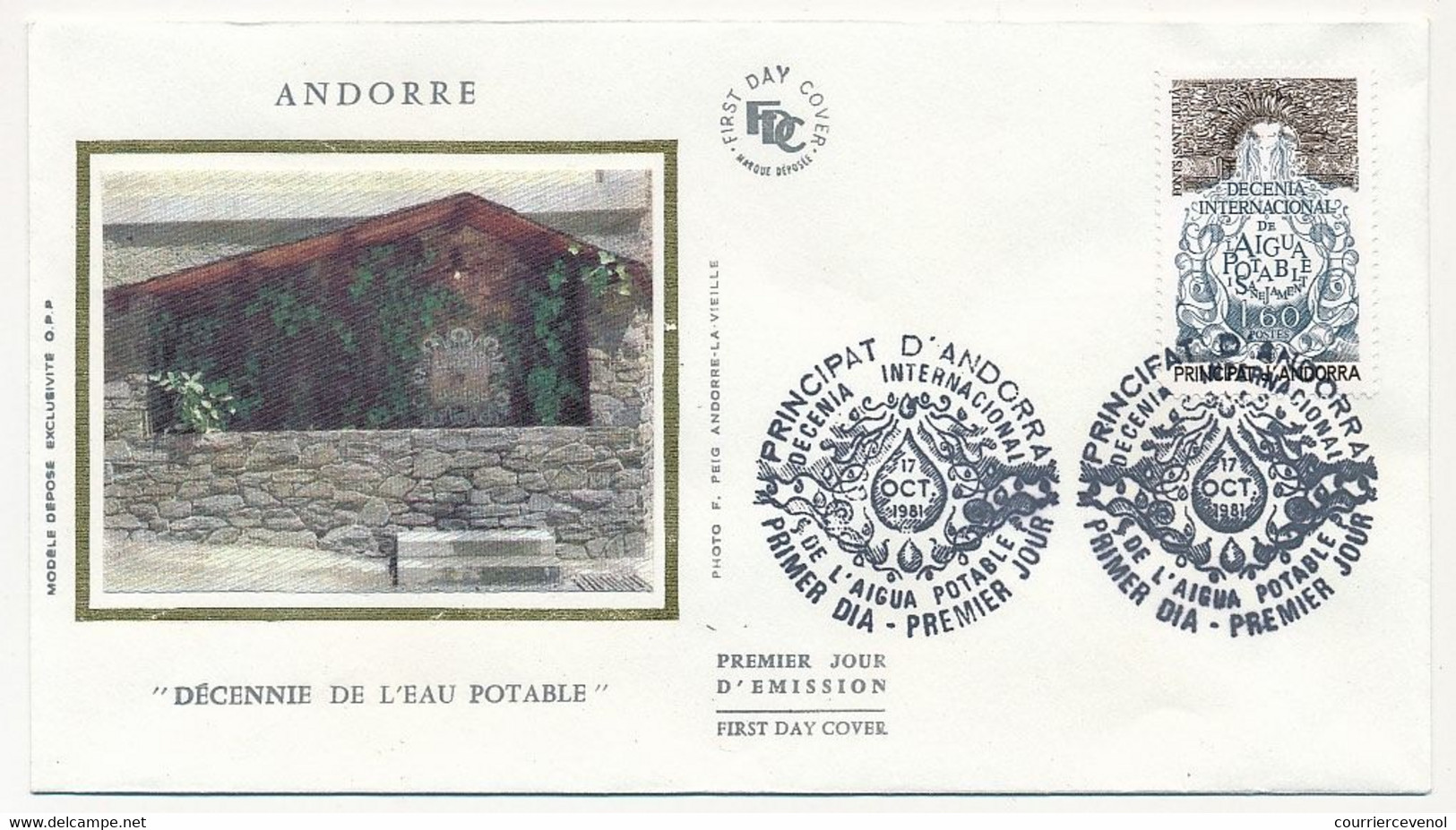 ANDORRE - Enveloppe FDC Soie =>  1,60F Décennie De L'eau Potable - 17/10/1981 - Principat D'Andorra - FDC