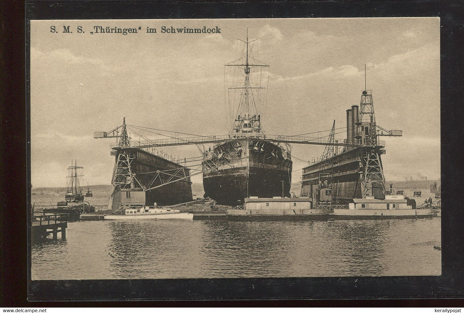 Warships S.M.S. Thuringen In Schwimmdock__(1614) - Guerra