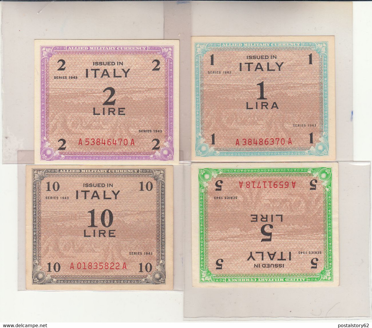 Allied Military Currency - Banconote Occupazione Americana Seconda Guerra Mondiale Italia Meridionale  - 1-2-5-10 Lire - Occupation Alliés Seconde Guerre Mondiale
