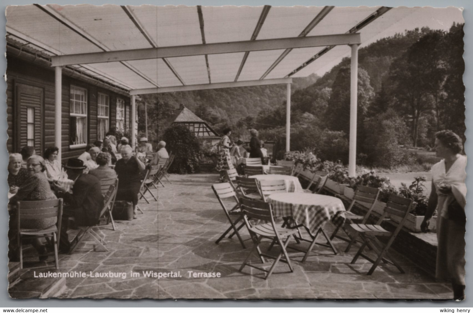 Lorch Am Rhein Espenschied - S/w Gaststätte Laukenmühle Lauxburg Im Wispertal 1   Terrasse - Rheingau