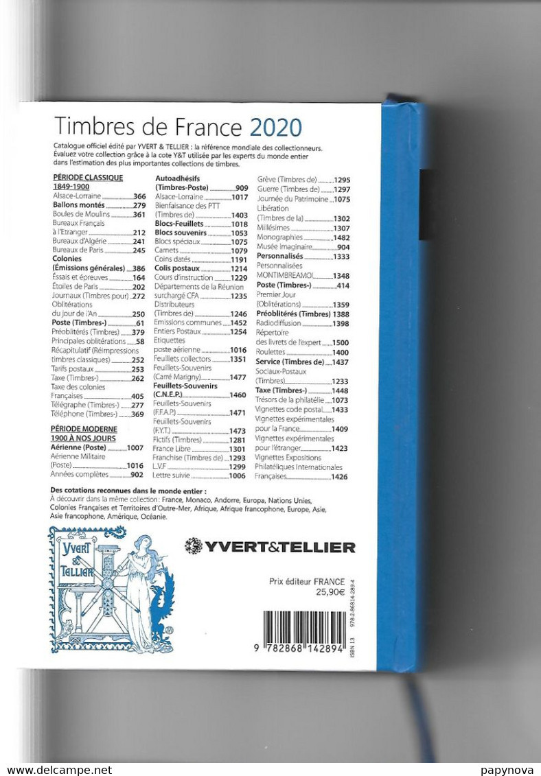 Catalogue YVERT ET TELLIER 2020 - Tome 1: Timbres De France - France