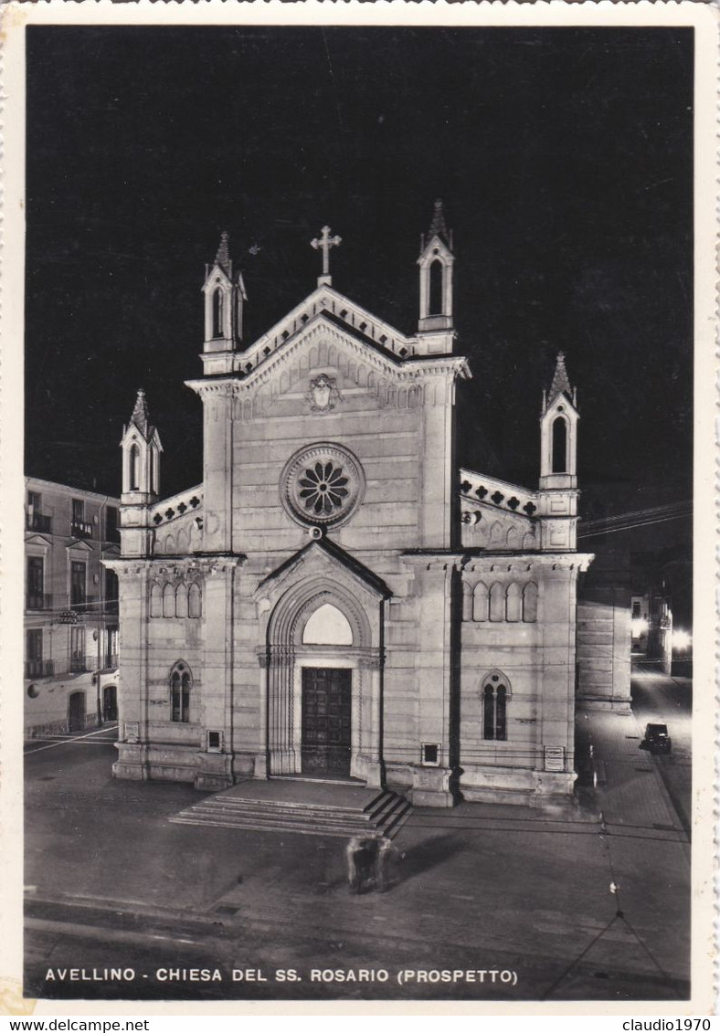 AVELLINO - CARTOLINA -  CHIESA DEL SS. ROSARIO (PROSPETTO) VG. PER BERGAMO - Avellino