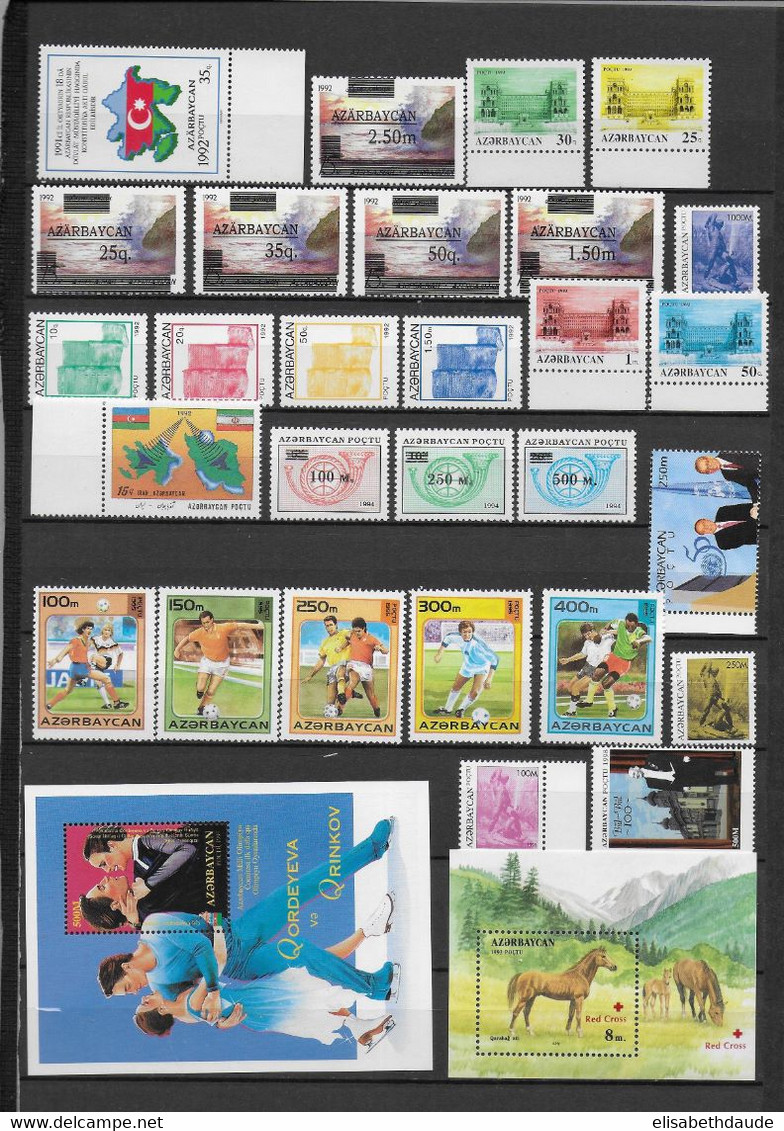 AZERBAIDJAN - 1992/2010 - COLLECTION ** MNH Sur 4 PAGES + QUELQUES OBLITERES A LA FIN  - COTE = 161 EUR. - Azerbaïjan