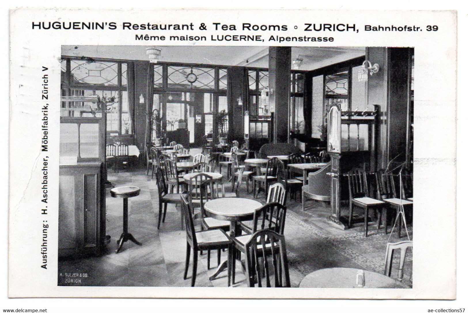 Zurich /Huguenin's Restaurant & Tea Rooms / Même Maison Lucerne Alpenstrasse - Zürich