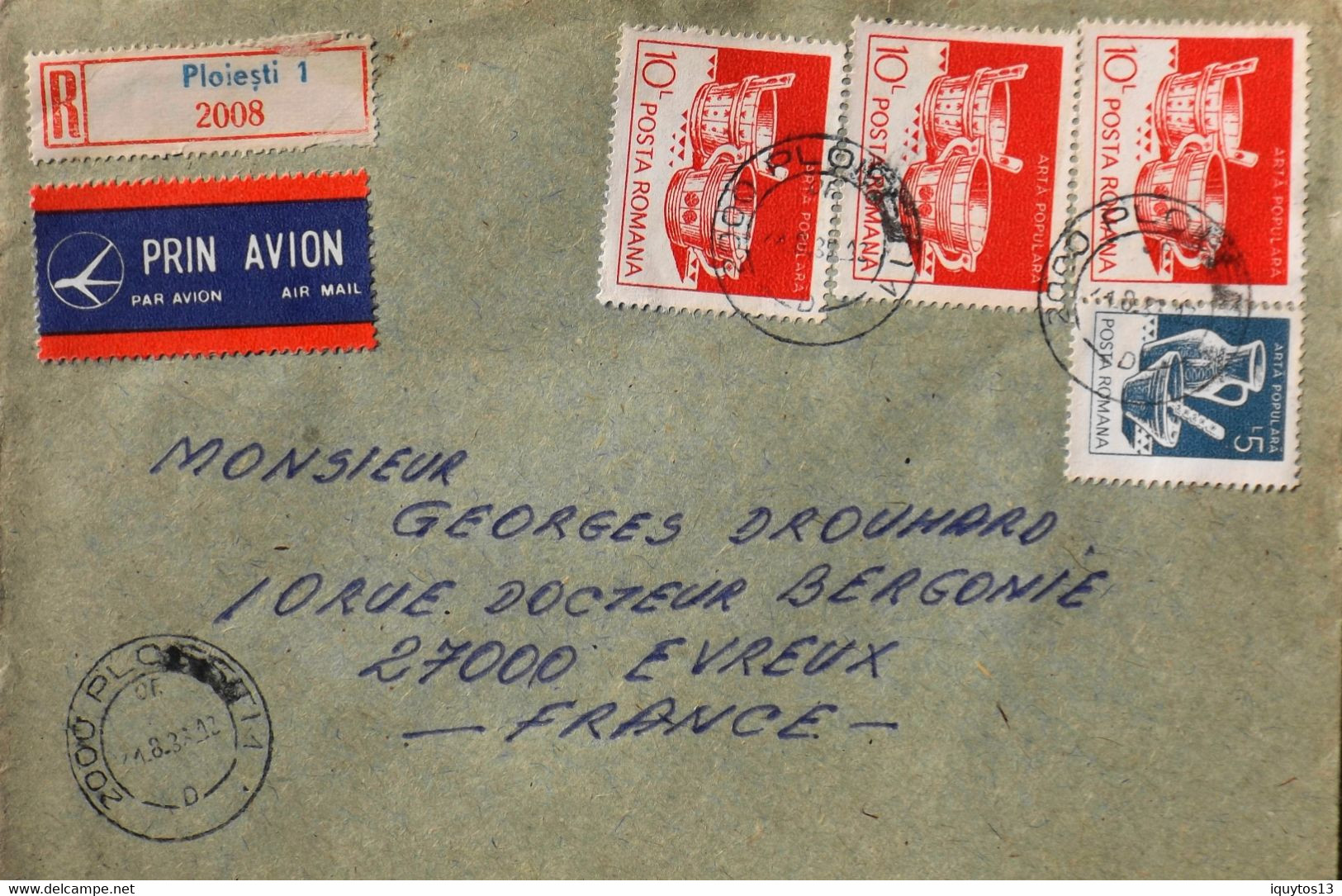 Roumanie > Lettre Par Avion - R - Affranchissements Divers - Départ De PLOIESTI Roumanie Vers La France - BE - Postmark Collection