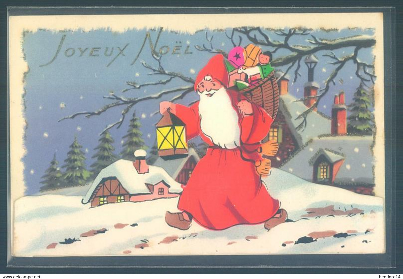 Pere Noel Santa Claus Christmas Carte Relief Petit Système - Santa Claus
