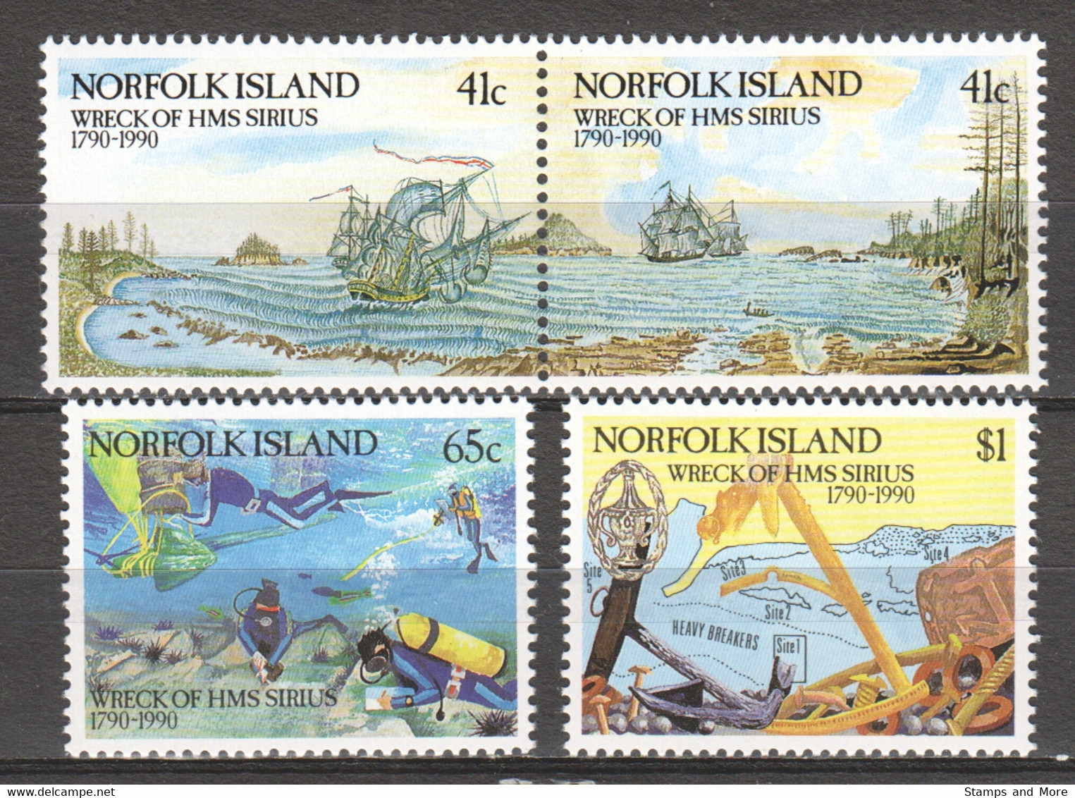 Norfolk Island 1990 Mi 476-479 MNH SHIPS - DIVERS - Boten