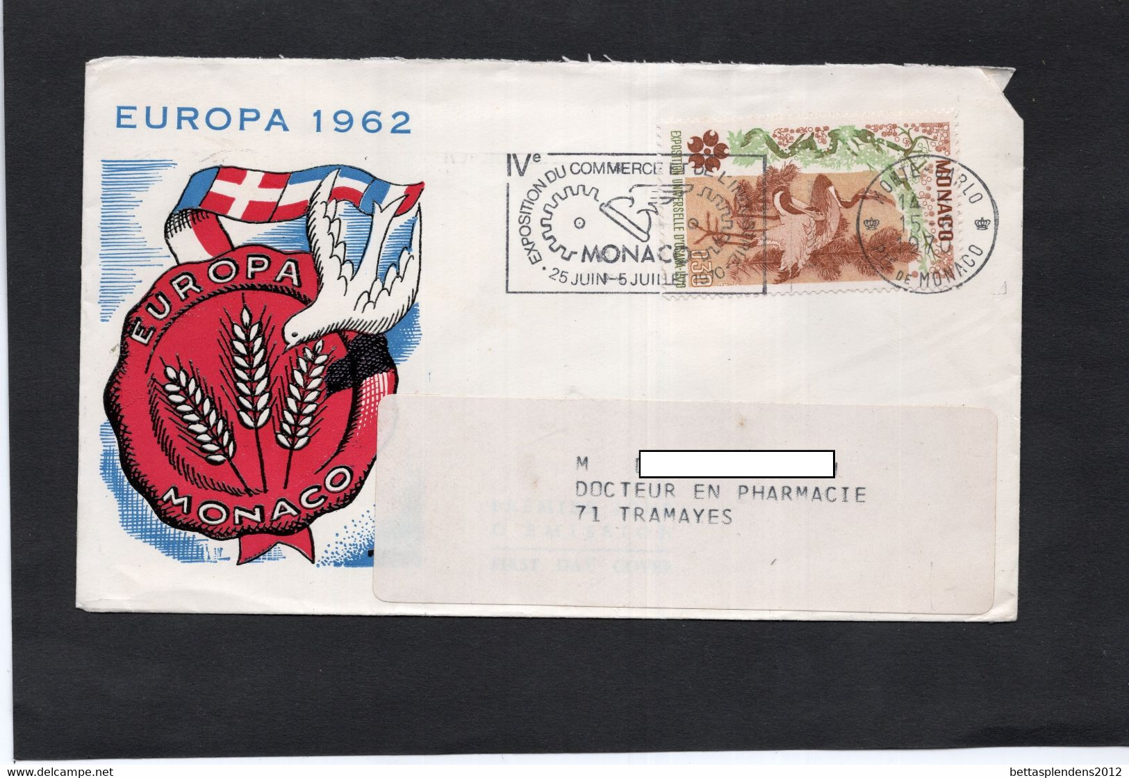 LSC - Enveloppe Illustrée Europa 1962 - Cachet Et Flamme MONACO 1970 Sur YT 823 - Covers & Documents