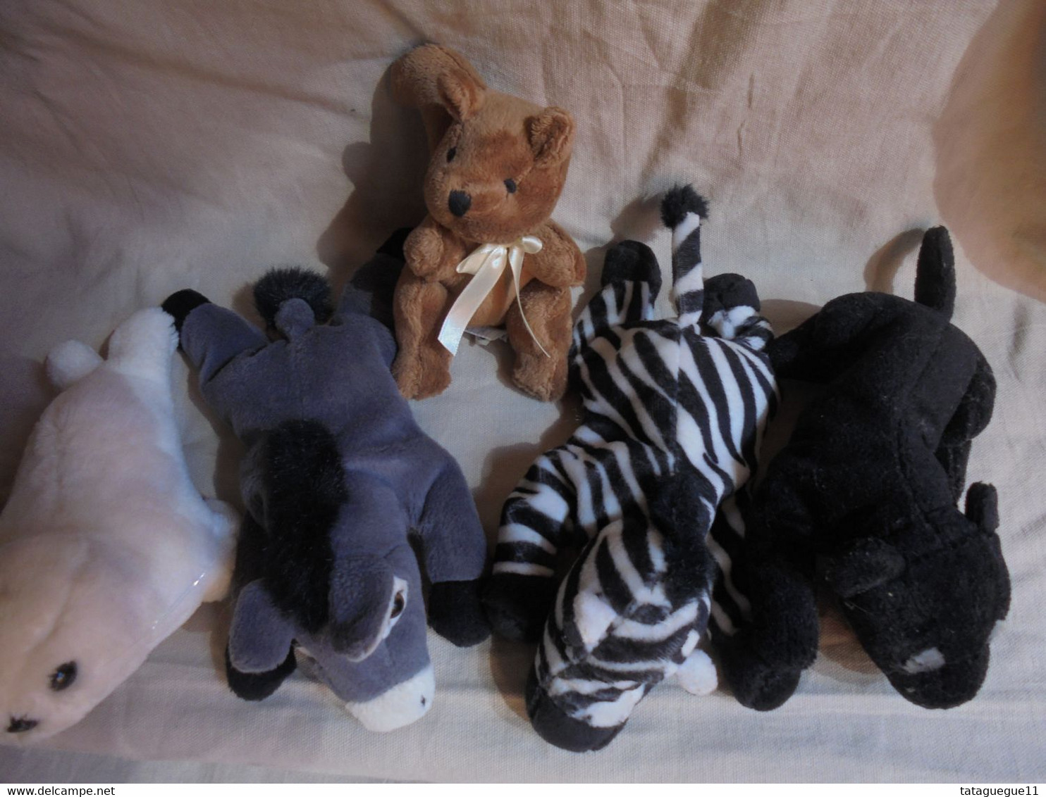 Vintage - 6 Mini Peluches - Âne écureuil Zèbre Panthère Noire Phoque Morse - Cuddly Toys