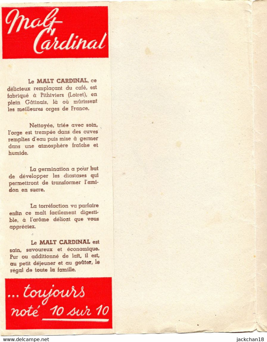 -- PROTEGE-CAHIER / MALT CARDINAL / AUX 4 POINTS CARDINAUX ON BOIT DU MALT CARDINAL-- - Café & Thé