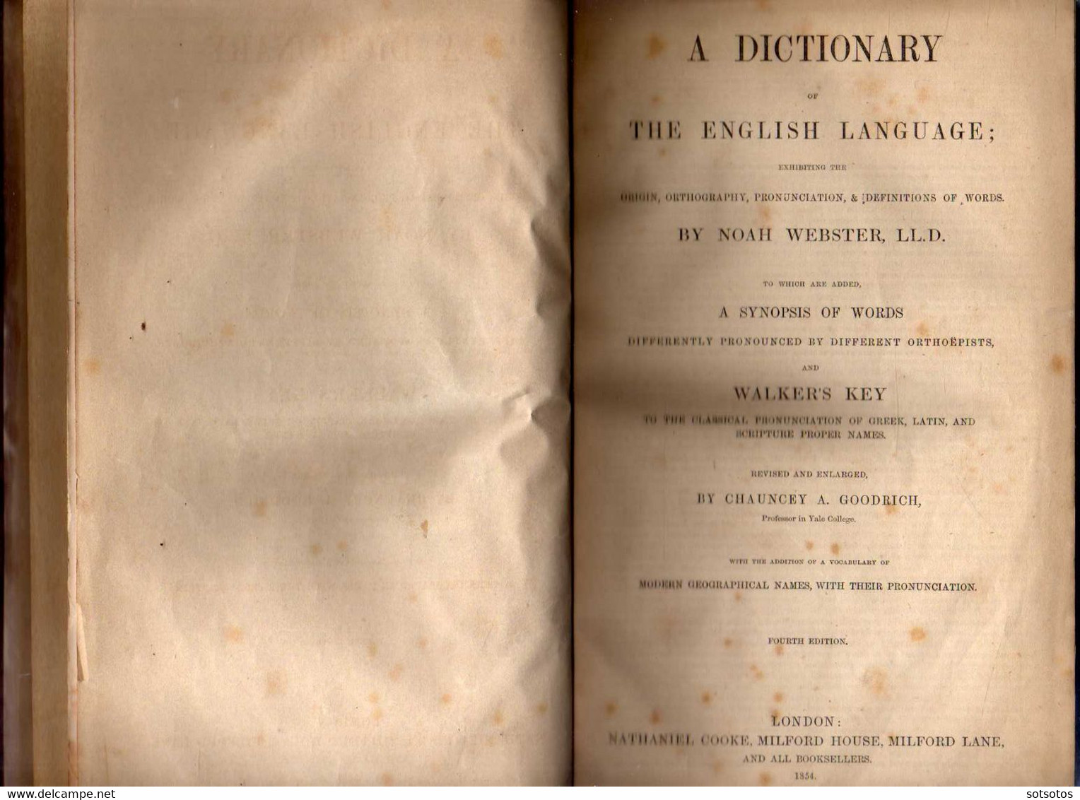 Webster's English Dictionary by Noah Webster LL.D.  very rare edition of 1854