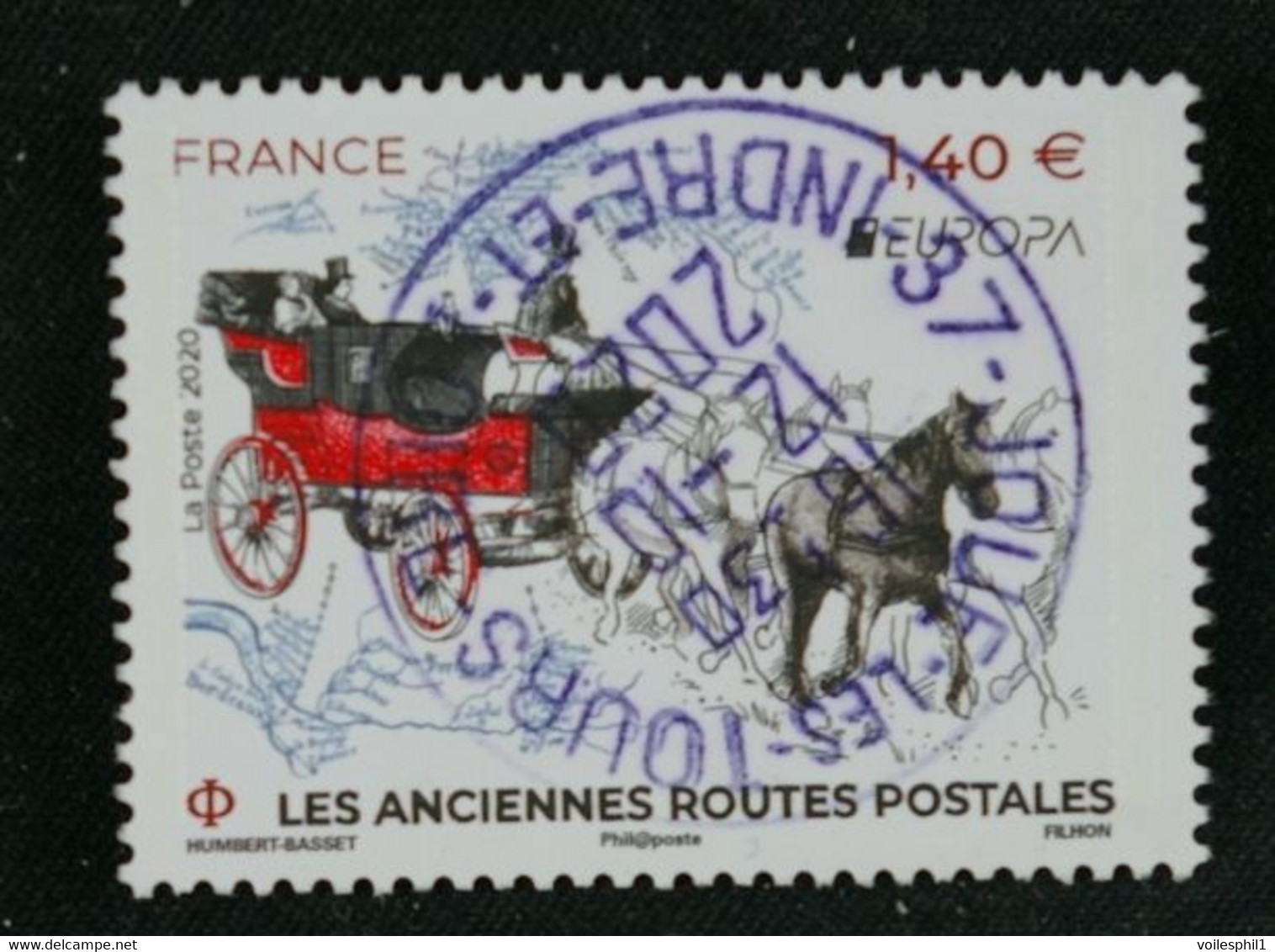 France 2020 Europa Les Anciennes Routes Postales Oblitéré - Gebruikt