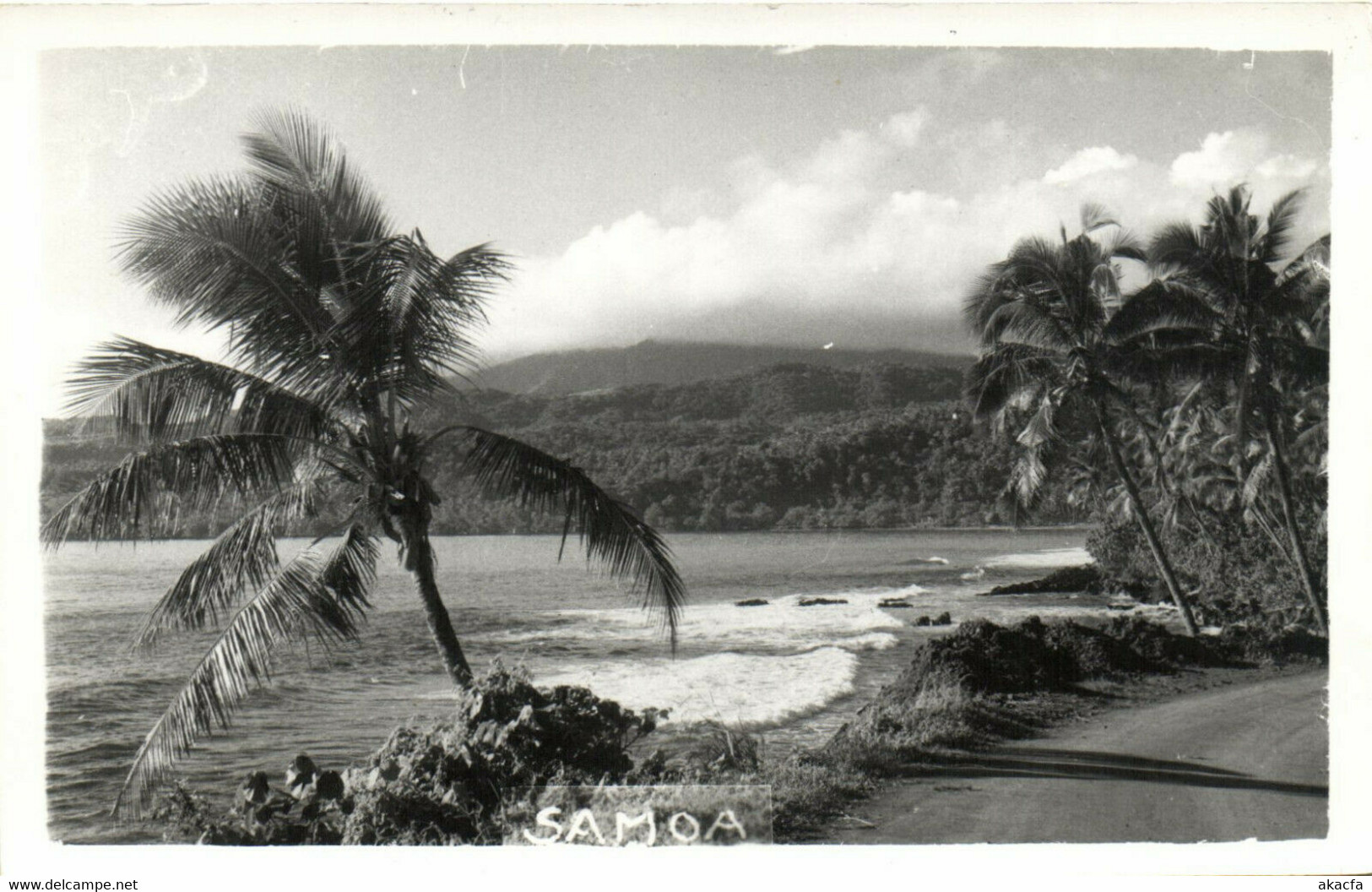 PC CPA SAMOA, PACIFIC, BEACH SCENE AND PALM TREES, Vintage Postcard (b19442) - Samoa