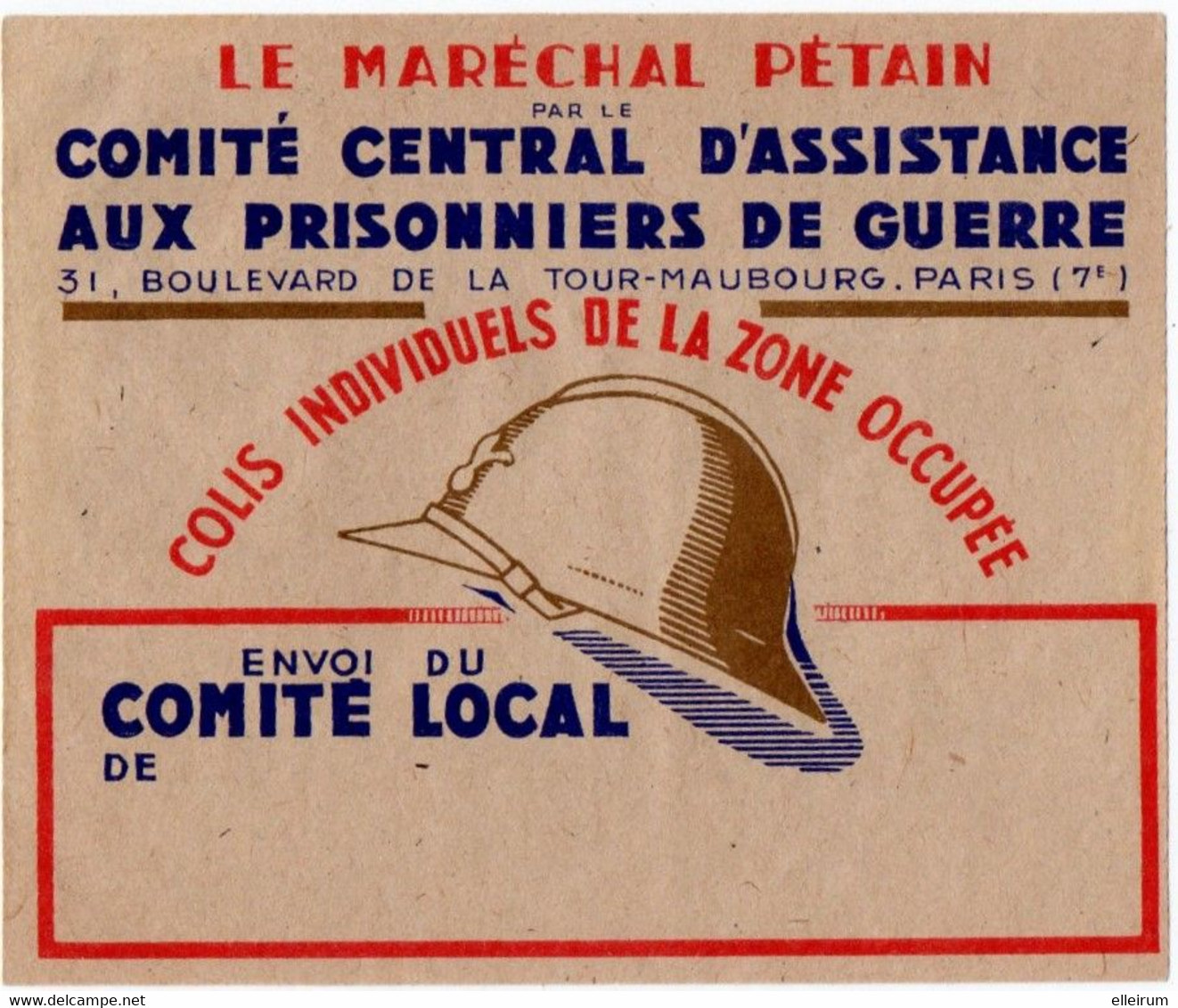 MILITARIA.39-45. VIGNETTE. COMITE CENTRAL D'ASSISTANCE Aux PRISONNIERS De GUERRE. - Documents