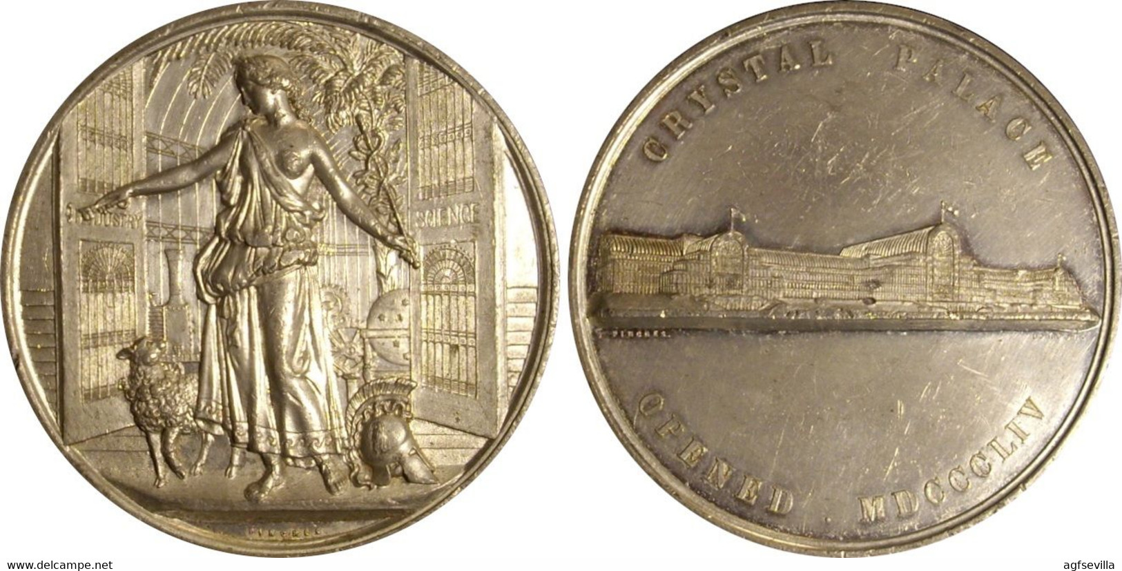 INGLATERRA. MEDALLA INAUGURACIÓN DEL CRYSTAL PALACE. 1.854. BRITISH MEDAL - Profesionales/De Sociedad