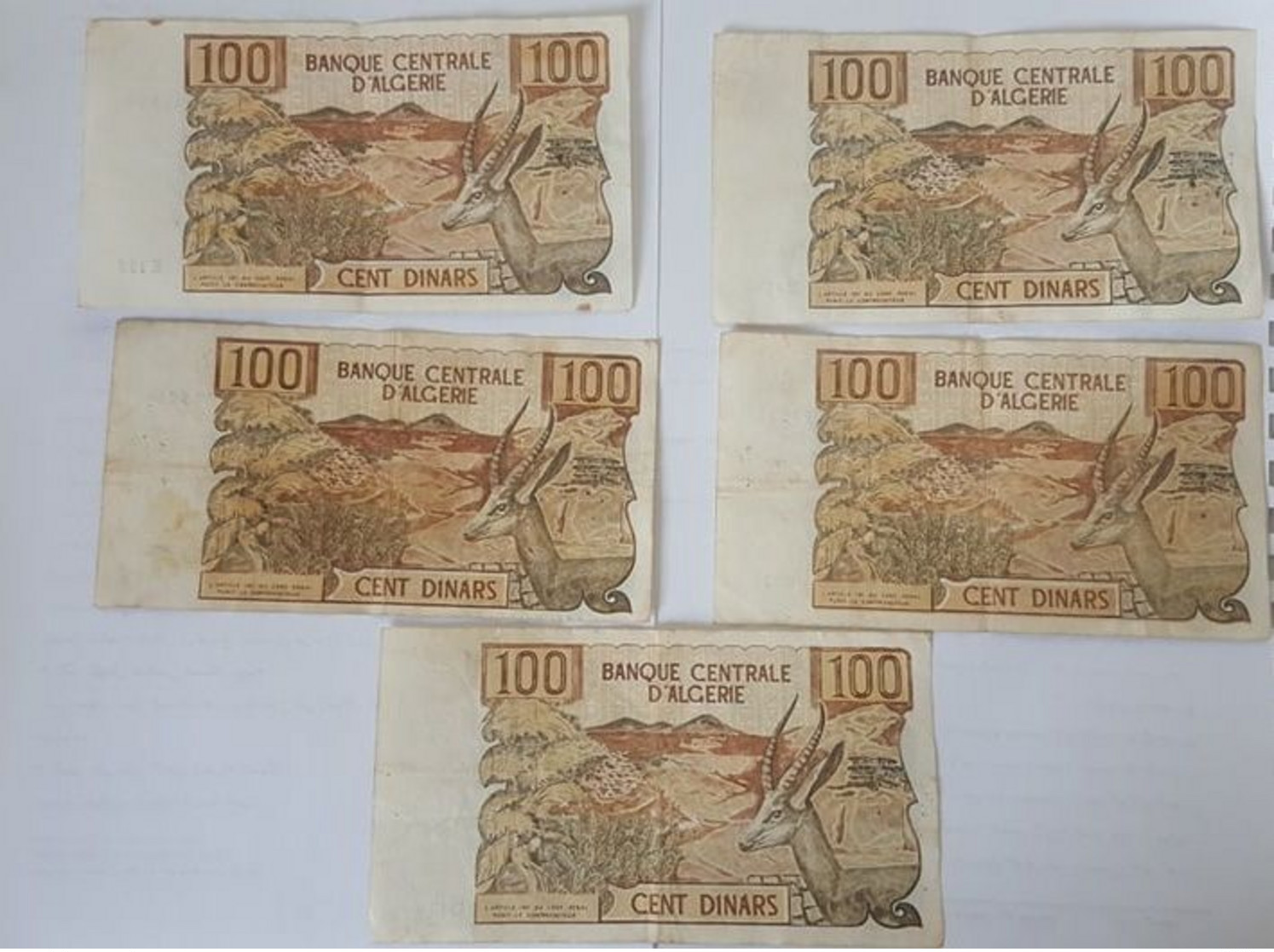 ALGERIA 100 DINARS 1970 LOT X5  Free Shipping - Algerije