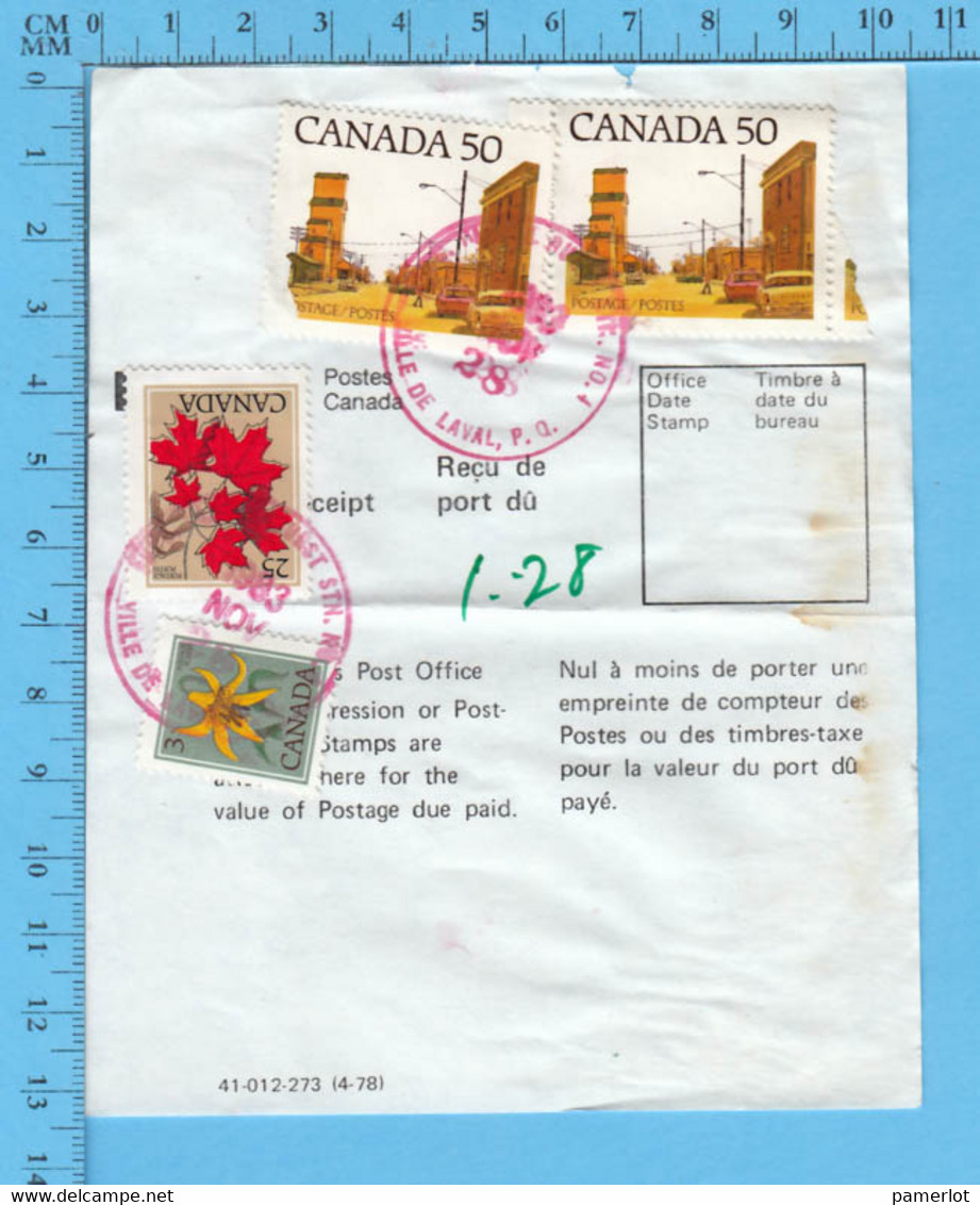 RARE - Canada - Poste Canada ( Reçu De Port Du ) Pour $1.28, Cover Ville De Laval P. Q. 1983, - Andere & Zonder Classificatie