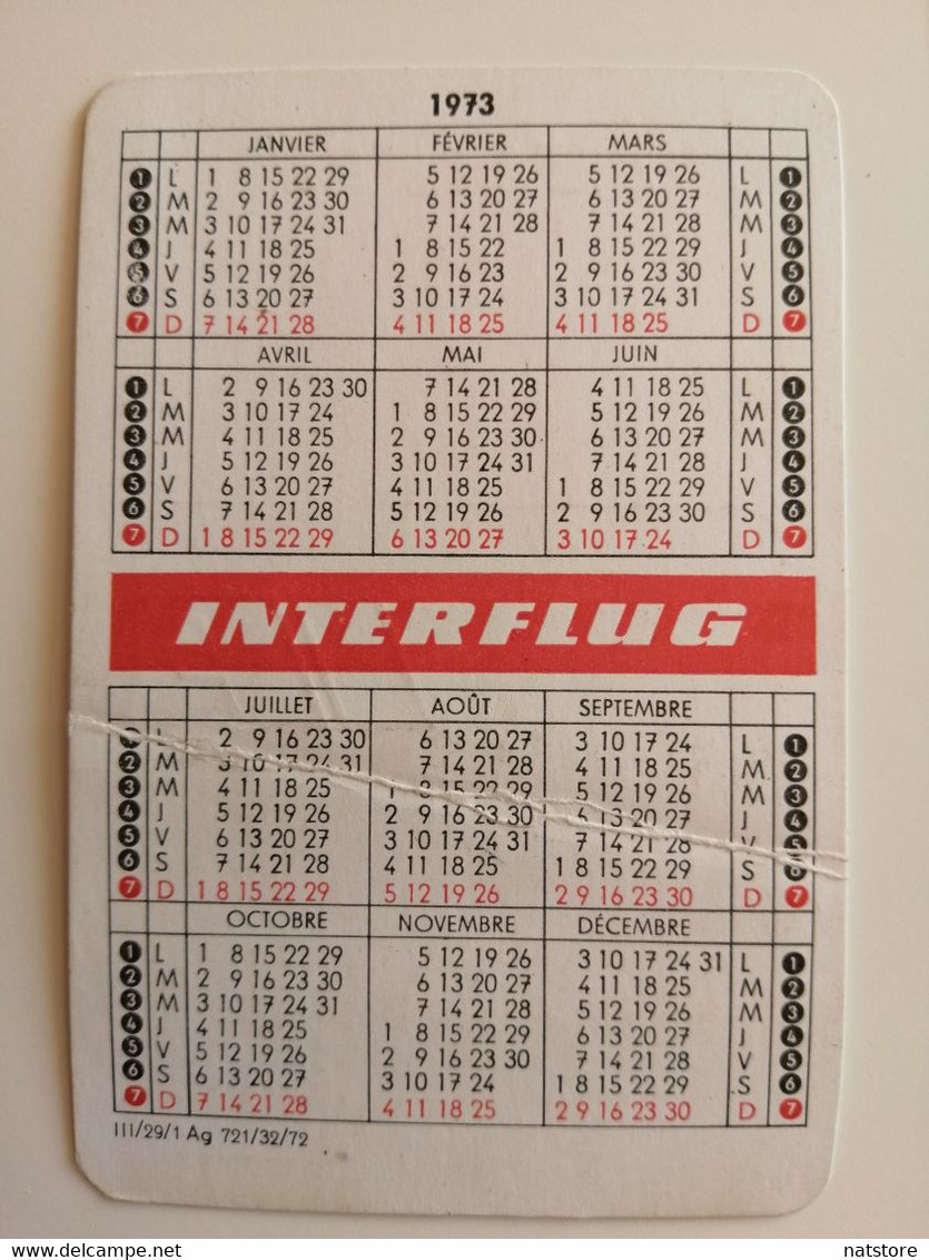 1973..DDR...POCKET CALENDAR..INTERFLUG - Formato Piccolo : 1971-80