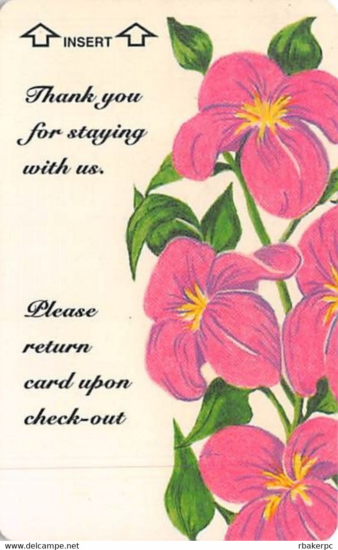 Thank You For Staying With Us & Flowers - Hotel Room Key Card - Hotelkarten