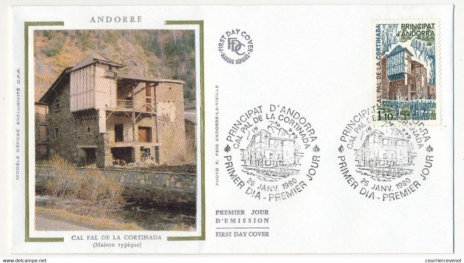 ANDORRE - Enveloppe FDC Soie =>  1,10 F Cal Pal De La Cortina - 26 Janvier 1980 - Principat D'Andorra - FDC