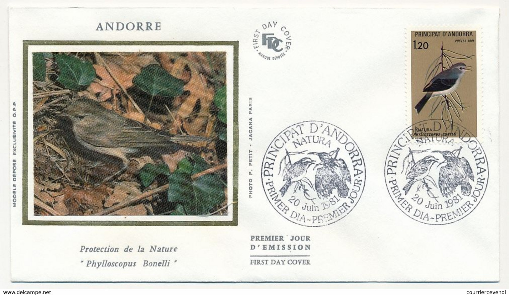 ANDORRE - 2 Env FDC Soie  => Protection Nature - 1,20 Et 1,40 "Natura" 20 Juin 1981 - Principat D'Andorra - FDC