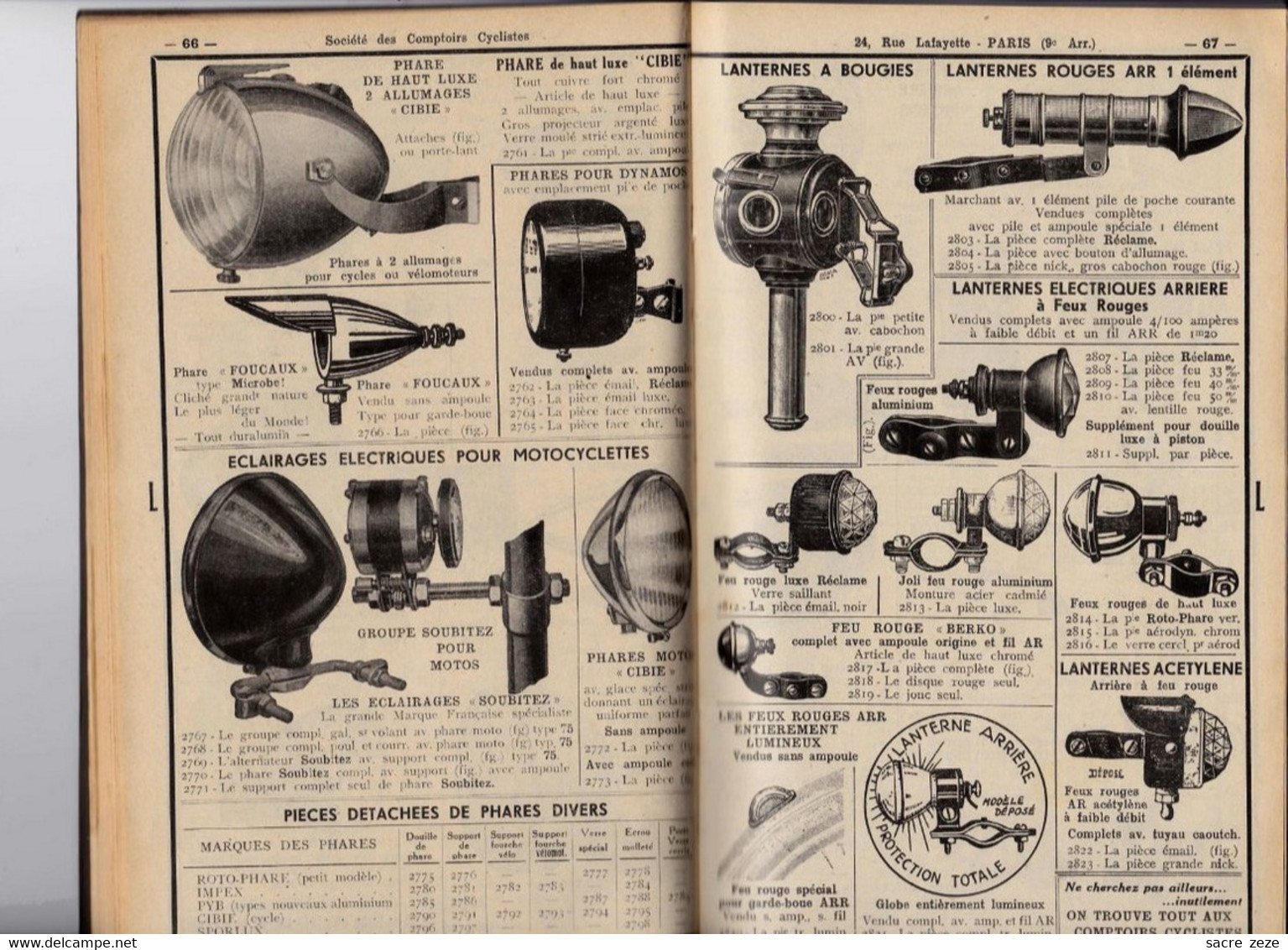 SOCIETE DES COMPTOIRS CYCLISTES-1939-40-fournitures Générales Avec Tarifs - Matériel Et Accessoires