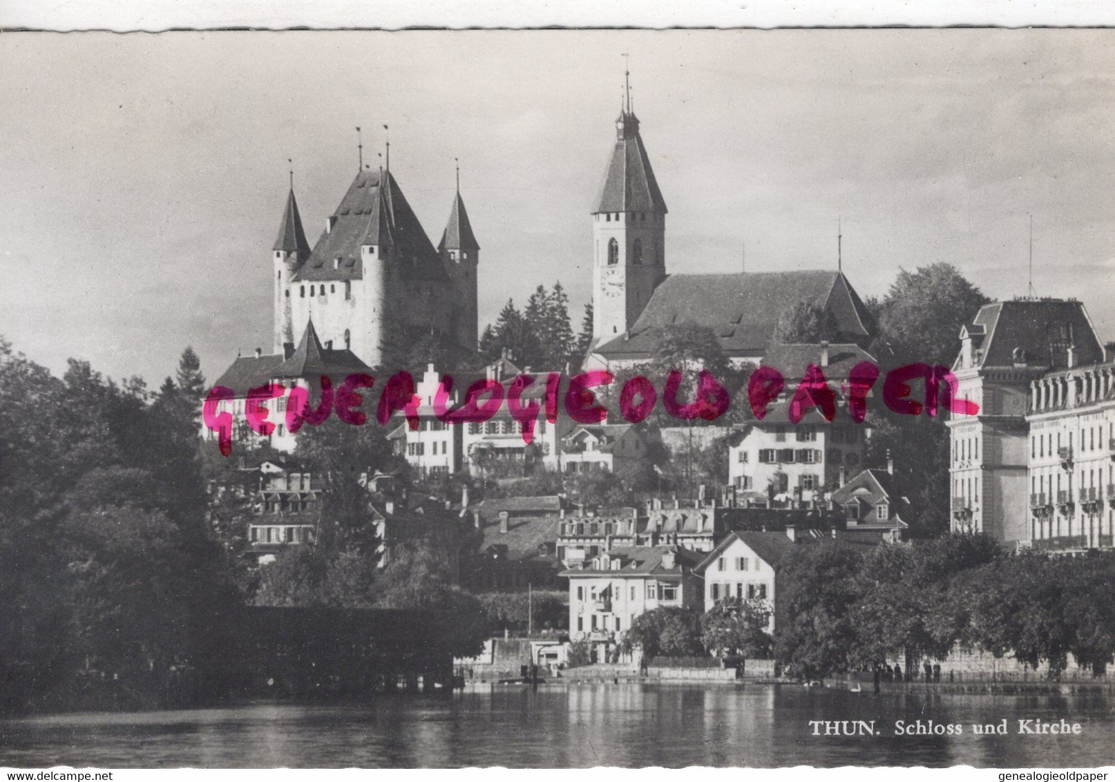 SUISSE - THUN  SCHLOSS UND KIRCHE -CARTE PHOTO ARTHUR BAUR  OBERHOFEN THUNERSEE - Oberhofen Am Thunersee