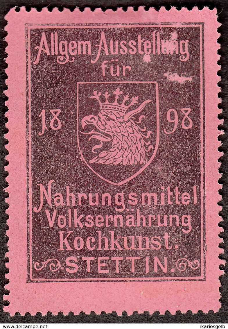 STETTIN = Szczecin 1898 " Nahrungsmittel-Ausstellung Volksernährung & Kochkunst " Vignette Cinderella Reklamemarke - Erinofilia