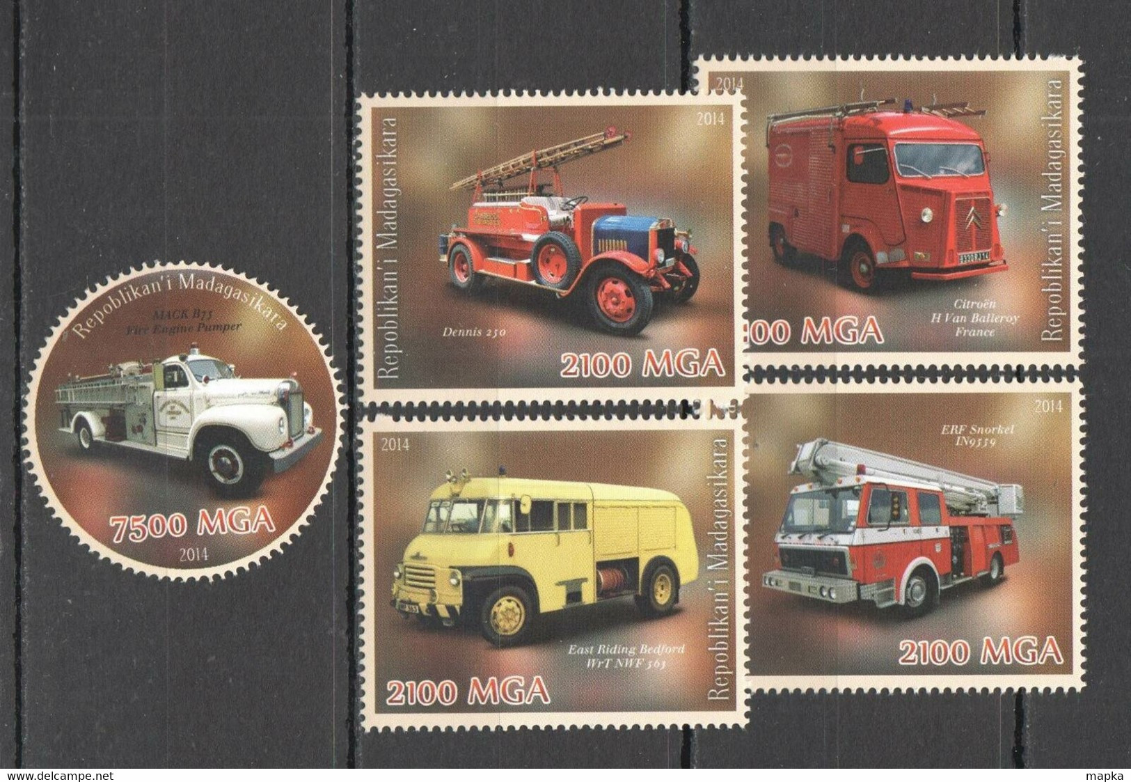 PE488 2014 FIRE TURCKS ENGINES SPECIAL TRANSPORT SET MNH - Vrachtwagens