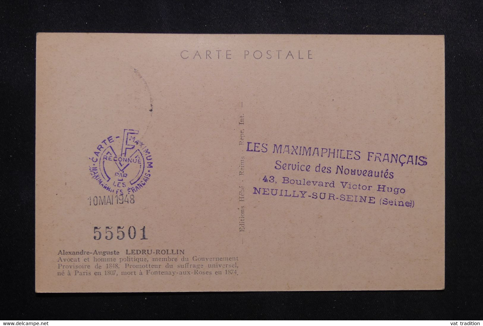 FRANCE - Carte Maximum En 1948 - Alexandre Ledru Rollin - L 73653 - 1940-1949