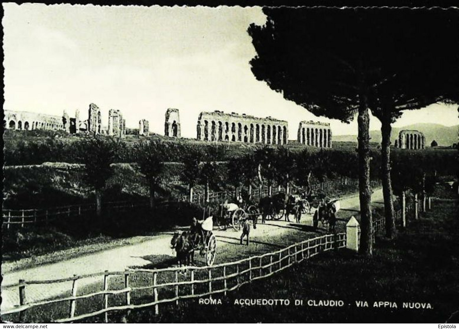 CPSM   Attelage Champetre   Roma   Aqueduc De Claude Sur La Rue Appia Nuova - Attelages