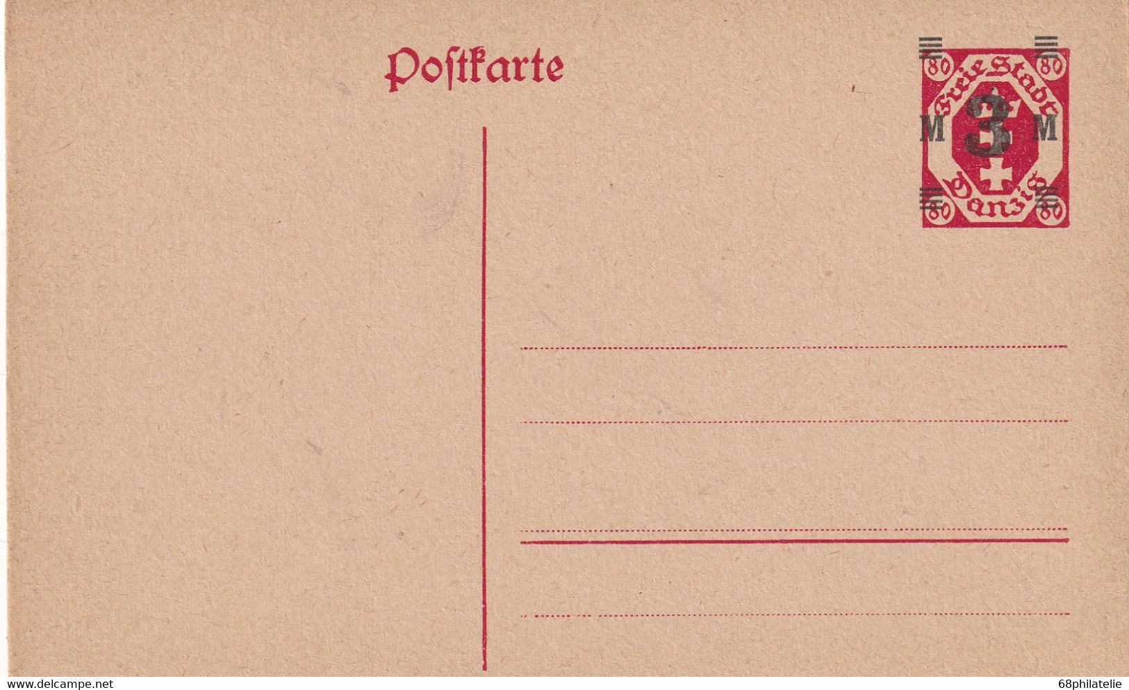 DANZIG     ENTIER POSTAL/GANZSACHE/POSTAL STATIONARY/ GANZSACHE CARTE  VARIETE/ABART - Postwaardestukken