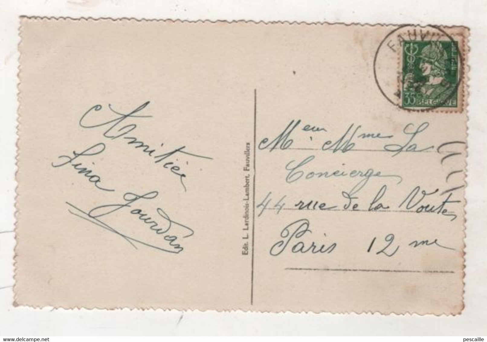 LUXEMBOURG - CP FAUVILLERS - CHEMIN DES MUGUETS ET LA BASSE OEIL - EDIT. L. LARDINOIS-LAMBERT N° 1 - CIRCULEE EN 1935 - Fauvillers