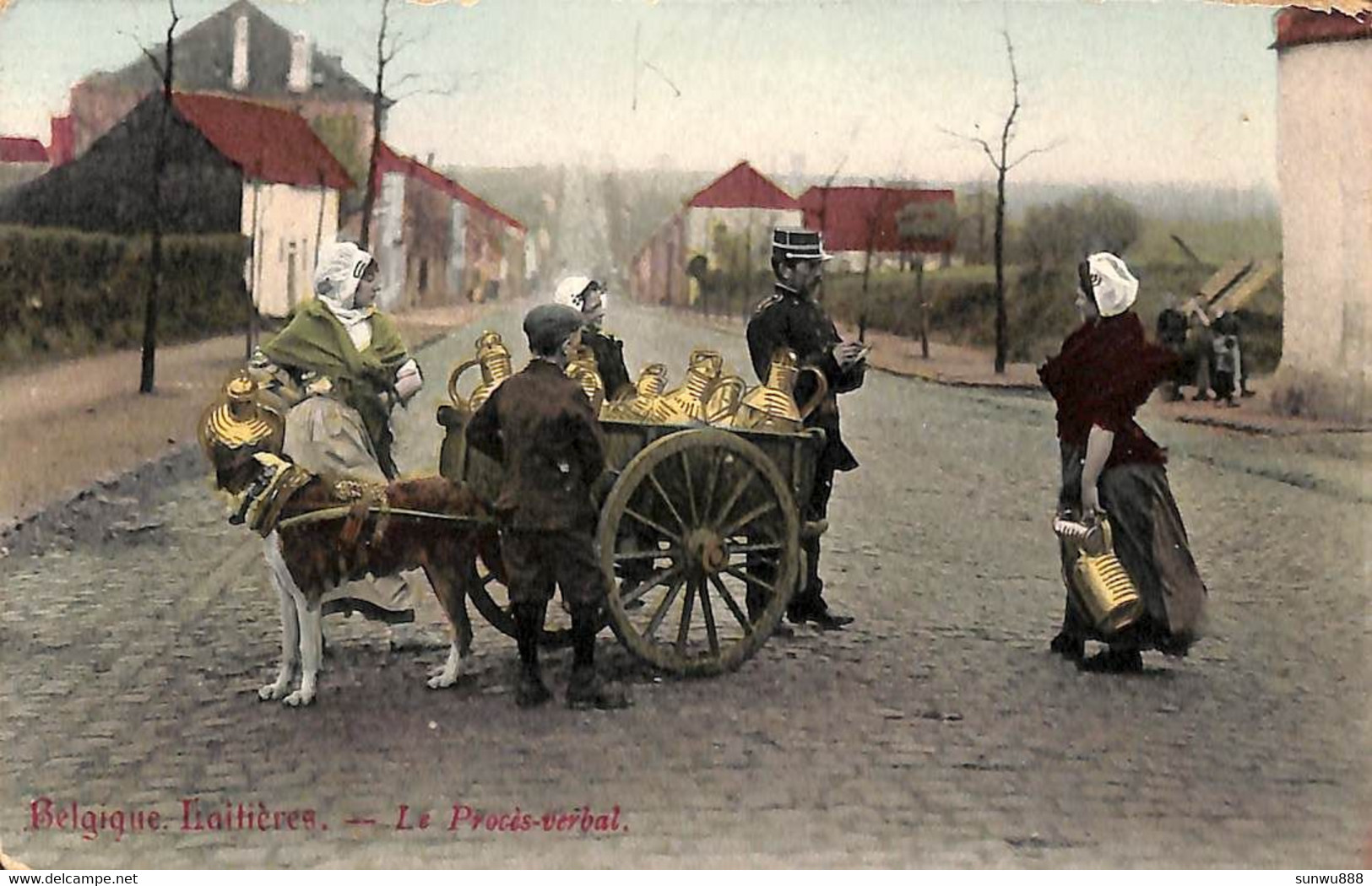 Laitière Flamande - Le Procès-verbal Agent Douane ? Animée Colorisée Attelage Chien (prix Fixe) - Vendedores Ambulantes