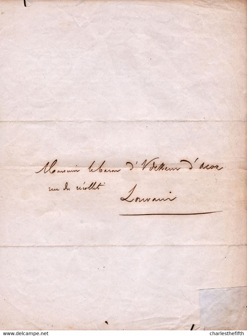 NOBLESSE - LETTRE DE DECES 1856 * MESSIRE FRANCOIS POUPPEZ DE KETTENIS DE HOLLAEKEN *  Adressée Au Baron D'UDEKEM D'AKOZ - Obituary Notices