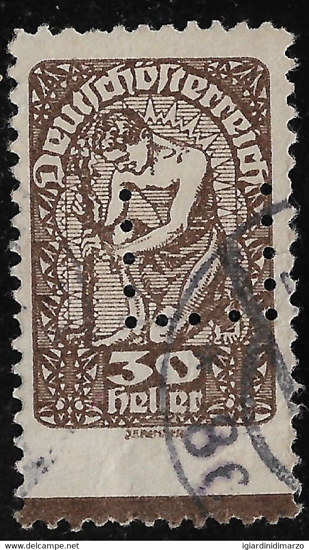 PERFIN AUSTRIA - 1919-20 - Valore Usato Da 30 H. SOGGETTI DIVERSI Con Perforazione - In Buone Condizioni. - Perforiert/Gezähnt