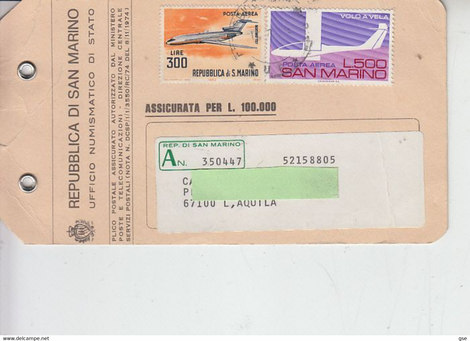 SAN MARUNO  1963 -  - Ricevuta Pacchi - Parcel Post Stamps