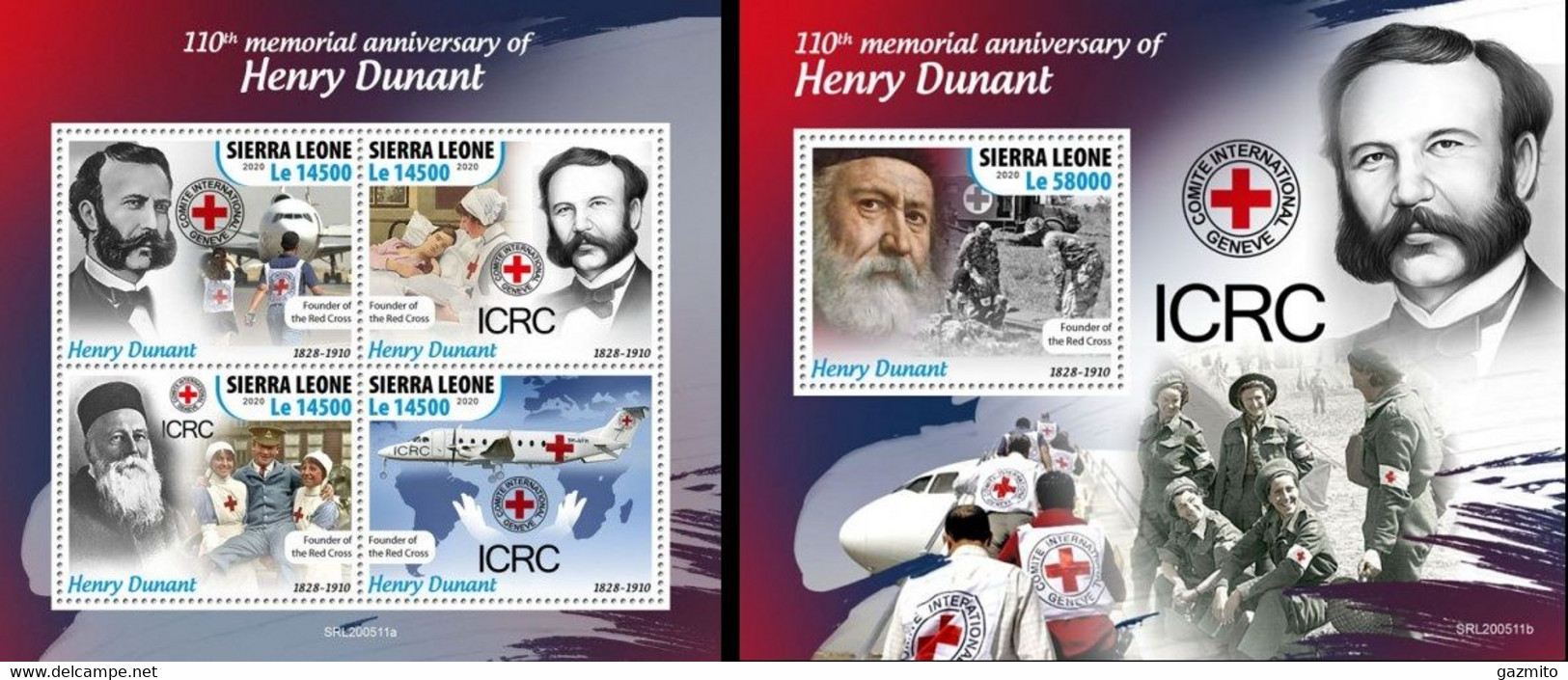 Sierra Leone 2020, Red Cross, Planes, , 4val In BF+BF - Henry Dunant