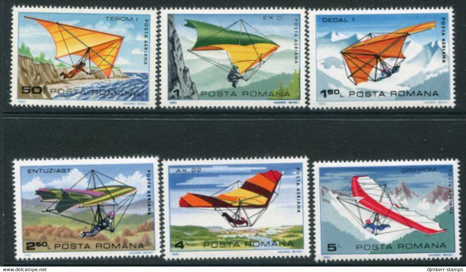 ROMANIA 1982 Hang-gliders MNH / ** .  Michel 3880-85 - Unused Stamps